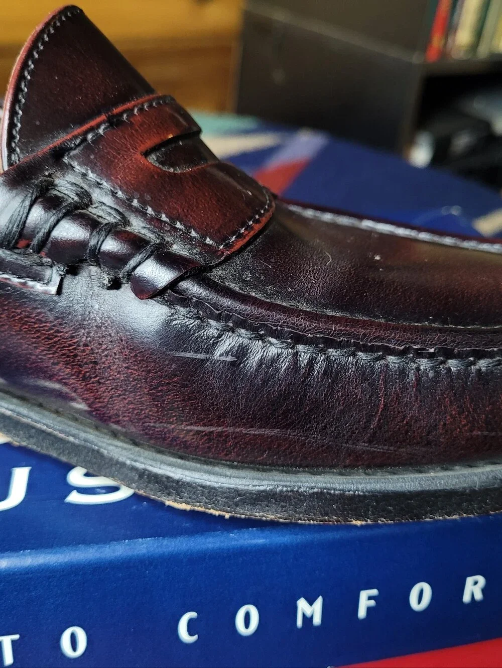 Dexter Dalton Shoes Penny Loafers Mens Sz 10 Burgundy Leather JC10-4